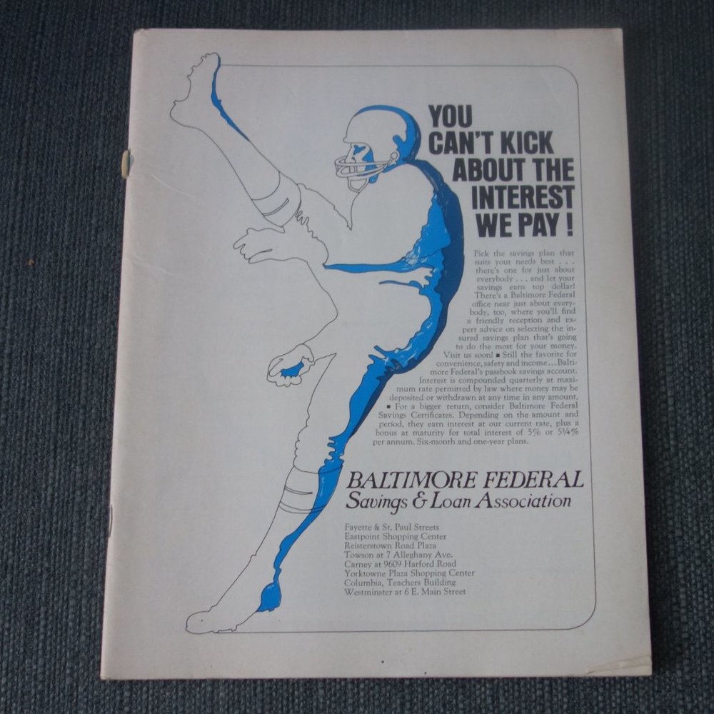 Baltimore Colts vs Atlanta Falcons Memorial Stadium November 30 1969 Program